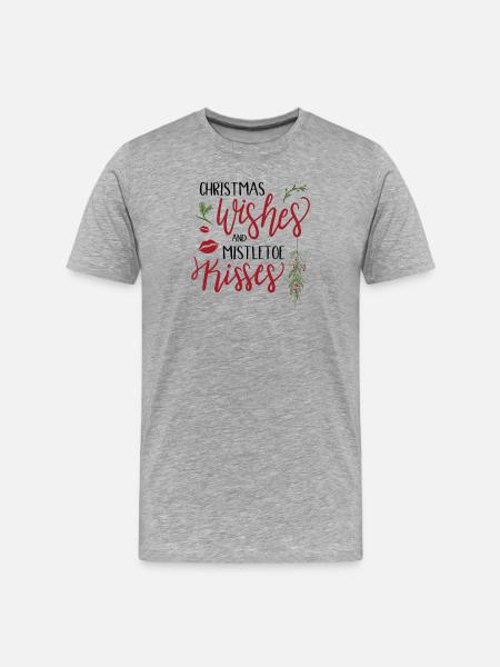 Weihnachtswünsche Mistelküsse - Männer Premium Bio T-Shirt - Grau meliert