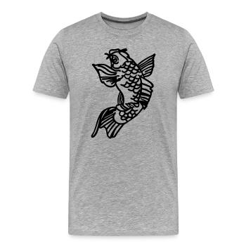 Koi Karpfen - Männer Premium Bio T-Shirt - Grau meliert - Vorne - Damien (186cm)