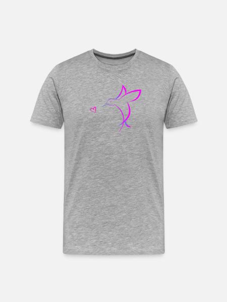Hummingbird with heart - Men's Premium Organic T-Shirt - heather grey