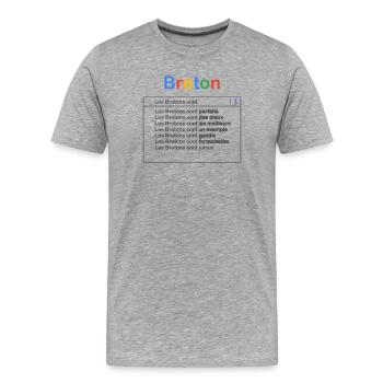 Breton recherche - T-shirt bio Premium Homme - gris chiné - Devant - Damien (186cm)
