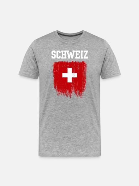 Swiss Flag Brushstroke Crest - Men's Premium Organic T-Shirt - heather grey