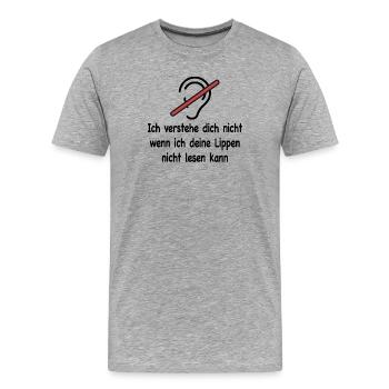 Für Hörgeschädigte - Männer Premium Bio T-Shirt - Grau meliert - Vorne - Damien (186cm)