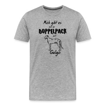 Galgo Silhouette - Kontur - Männer Premium Bio T-Shirt - Grau meliert - Vorne - Damien (186cm)