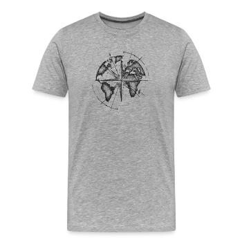 Weltkarte - Männer Premium Bio T-Shirt - Grau meliert - Vorne - Damien (186cm)