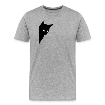 Chat noir aux yeux brillants - T-shirt bio Premium Homme - gris chiné - Devant - Damien (186cm)