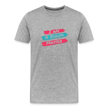 Fait Main Scrum Maître T-shirt - T-shirt bio Premium Homme - gris chiné - Devant - Damien (186cm)