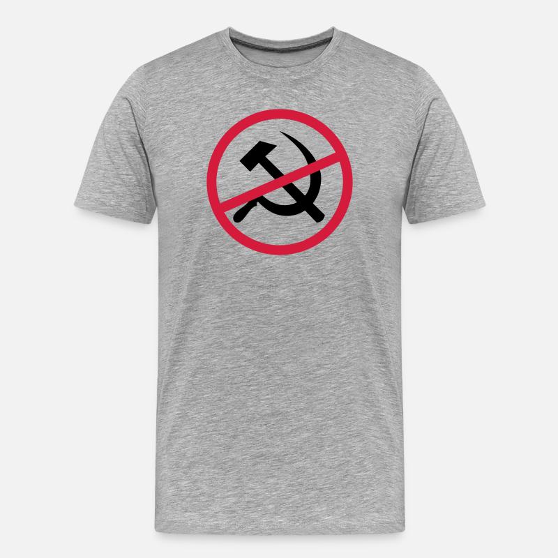 Verboten Kommunismus Schild - Männer Premium Bio T-Shirt - Grau meliert