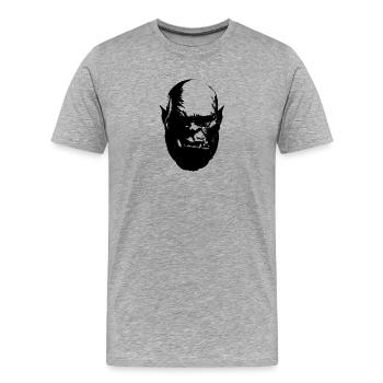 Nachtaktive Schädel-Silhouette - Männer Premium Bio T-Shirt - Grau meliert - Vorne - Damien (186cm)