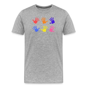 Empreintes de mains sur l’autisme - T-shirt bio Premium Homme - gris chiné - Devant - Damien (186cm)