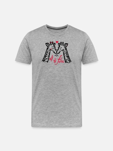 Giraffen Liebe - Männer Premium Bio T-Shirt - Grau meliert