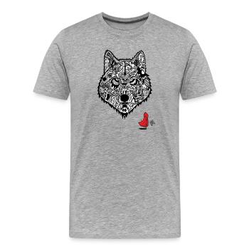 Le loup du Chaperon rouge - T-shirt bio Premium Homme - gris chiné - Devant - Damien (186cm)