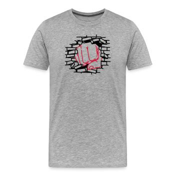 Faustdick, Faust, schlagen - Männer Premium Bio T-Shirt - Grau meliert - Vorne - Damien (186cm)