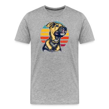 Portrait du Chien au coucher du soleil - T-shirt bio Premium Homme - gris chiné - Devant - Damien (186cm)