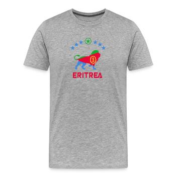 Eritrea Löwen Design - Männer Premium Bio T-Shirt - Grau meliert - Vorne - Damien (186cm)