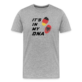 In meiner DNA Deutschland und Albanien / Geschenk - Männer Premium Bio T-Shirt - Grau meliert - Vorne - Damien (186cm)