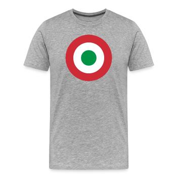 Autocollant cocarde de l'armée de l'air Italie Italia aeronautica - T-shirt bio Premium Homme - gris chiné - Devant - Damien (186cm)