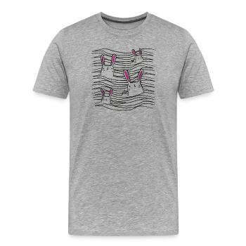 Cheeky lapins - lapin - dessin - T-shirt bio Premium Homme - gris chiné - Devant - Damien (186cm)