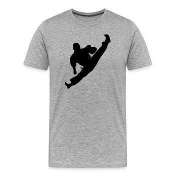 Jumpkick geri kick karate or teakwondo - Men's Premium Organic T-Shirt - heather grey - Front - Damien (186cm)