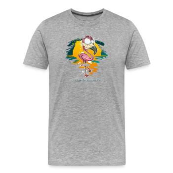 Flamingo Weirdo - T-shirt bio Premium Homme - gris chiné - Devant - Damien (186cm)