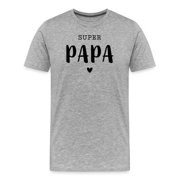 Super Papa mit Herz - Männer Premium Bio T-Shirt - Grau meliert - Vorne - Damien (186cm)