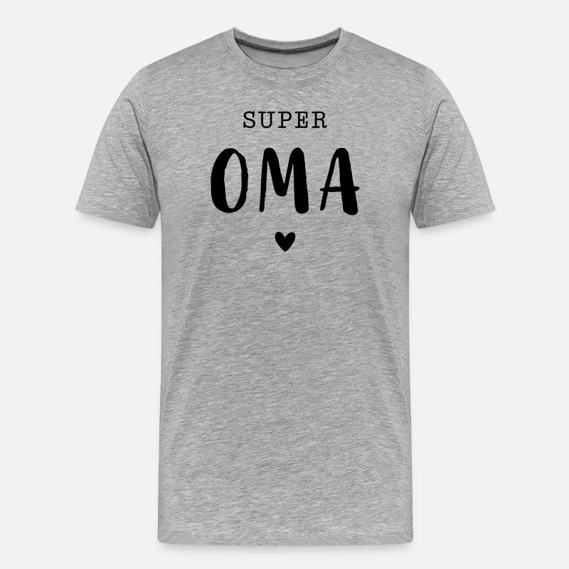 Super Oma mit Herz - Männer Premium Bio T-Shirt - Grau meliert