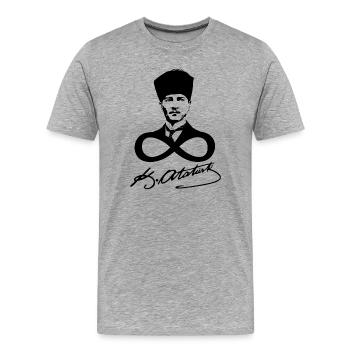 Signature Atatürk - T-shirt bio Premium Homme - gris chiné - Devant - Damien (186cm)
