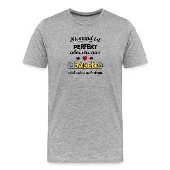 Baden - Männer Premium Bio T-Shirt - Grau meliert - Vorne - Damien (186cm)