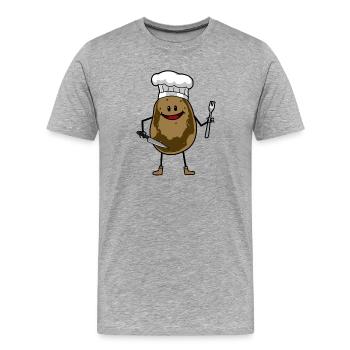 Potato Chef Chef's Hat Chef's Knife Kitchen - Men's Premium Organic T-Shirt - heather grey - Front - Damien (186cm)