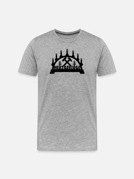 Schwibbogen Lichterbogen Herzgebirge Erzgebirge - Männer Premium Bio T-Shirt - Grau meliert