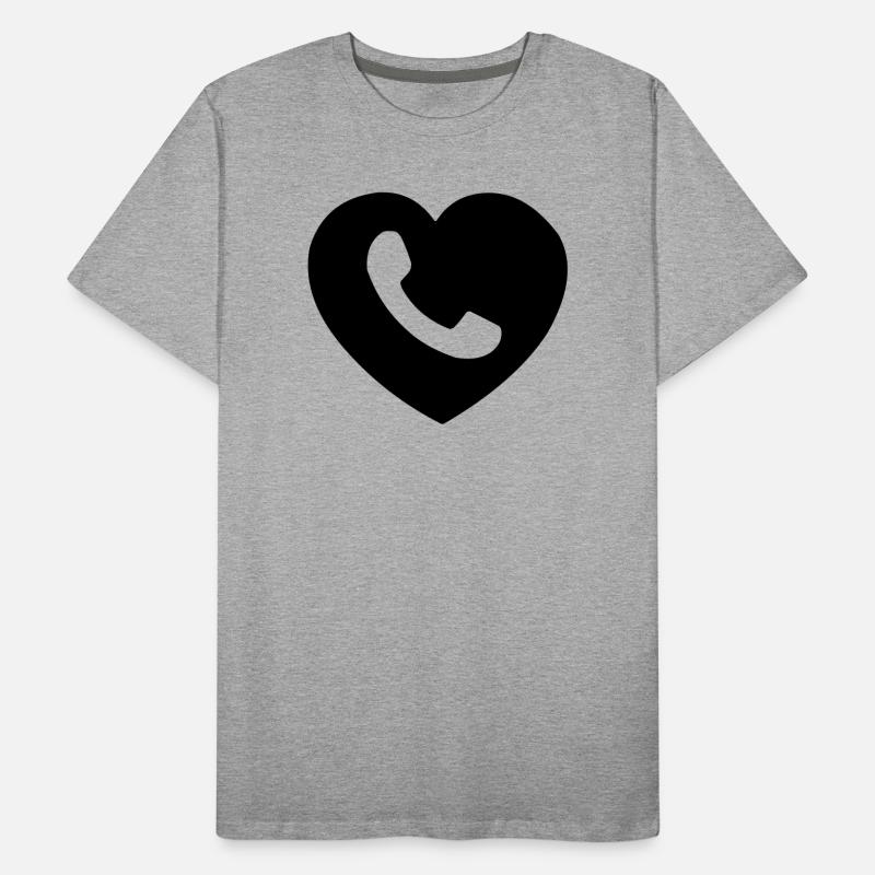 Herz oder Herz mit Telefon ausgeschnittenen Schatten Männer Premium Bio T-Shirt