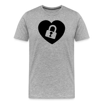 Heart or heart with lock cut open my heart - Men's Premium Organic T-Shirt - heather grey - Front - Damien (186cm)