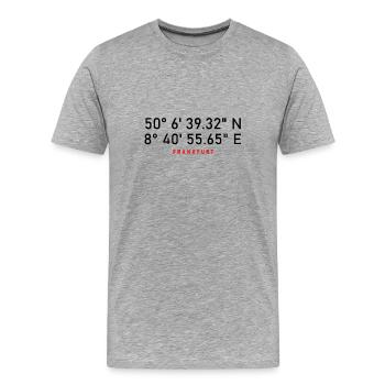 Coordonnées de Francfort - T-shirt bio Premium Homme - gris chiné - Devant - Damien (186cm)