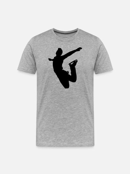 Jumping figure skater shadow image - Men's Premium Organic T-Shirt - heather grey