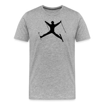 Ski jumping winter sports shadow figure - Men's Premium Organic T-Shirt - heather grey - Front - Damien (186cm)