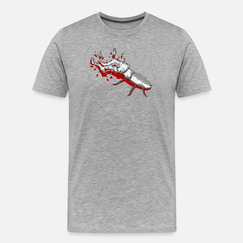 roter Drachen - Männer Premium Bio T-Shirt - Grau meliert