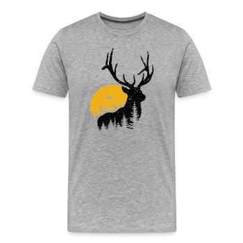 cerf - T-shirt bio Premium Homme - gris chiné - Devant - Damien (186cm)
