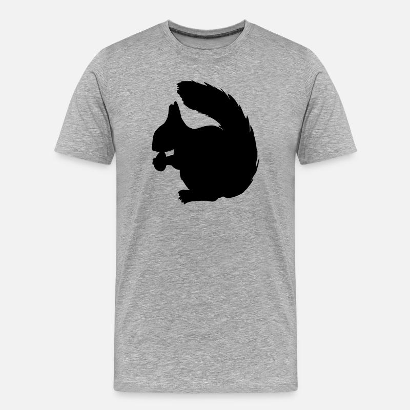 Eichhörnchen mit Nussschattenfigur - Männer Premium Bio T-Shirt - Grau meliert