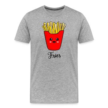 Frites mignonnes - T-shirt bio Premium Homme - gris chiné - Devant - Damien (186cm)