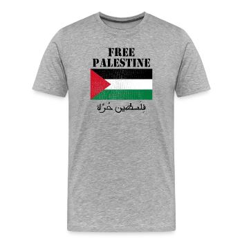 Drapeau de Palestine libre - T-shirt bio Premium Homme - gris chiné - Devant - Damien (186cm)