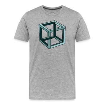 Escher Impossible Cube - T-shirt bio Premium Homme - gris chiné - Devant - Damien (186cm)