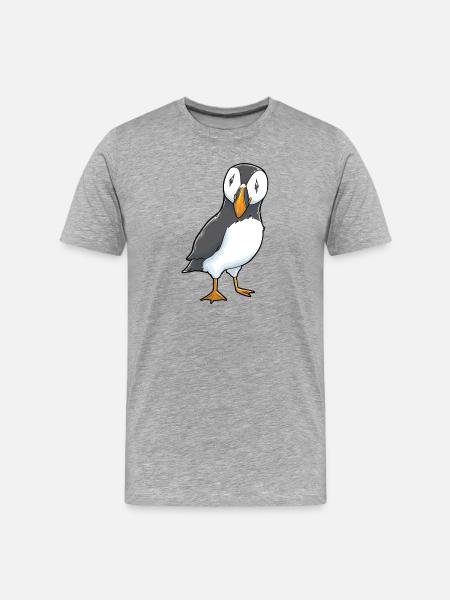 Papageitaucher Puffin - Männer Premium Bio T-Shirt - Grau meliert