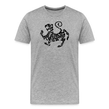 Shotokan tiger karaté logo emblème autoportant - T-shirt bio Premium Homme - gris chiné - Devant - Damien (186cm)