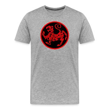 Shotokan Karate Logo Emblem Tiger rot auf schwarz - Männer Premium Bio T-Shirt - Grau meliert - Vorne - Damien (186cm)
