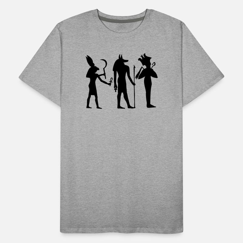 Écriture hiéroglyphique égyptienne dans les pyramides de T-shirt bio Premium Homme
