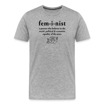 Feministische Definition - Männer Premium Bio T-Shirt - Grau meliert - Vorne - Damien (186cm)