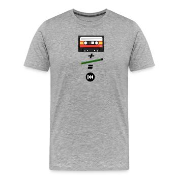 cassette année 80 - T-shirt bio Premium Homme - gris chiné - Devant - Damien (186cm)