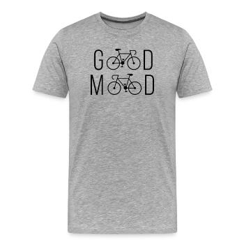 Cyclisme - Bonne humeur - T-shirt bio Premium Homme - gris chiné - Devant - Damien (186cm)
