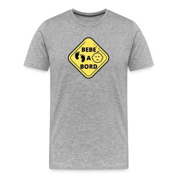 Bébé à bord - T-shirt bio Premium Homme - gris chiné - Devant - Damien (186cm)