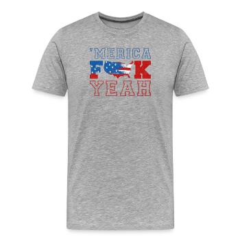 Amerika Fick ja - Männer Premium Bio T-Shirt - Grau meliert - Vorne - Damien (186cm)