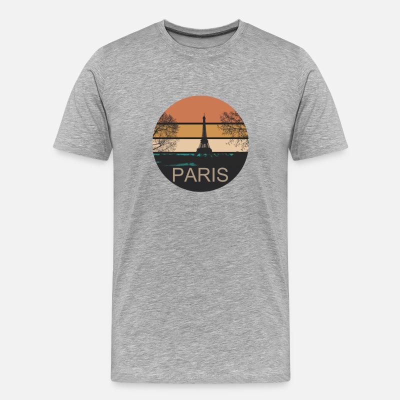 Paris Retro Design - Männer Premium Bio T-Shirt - Grau meliert